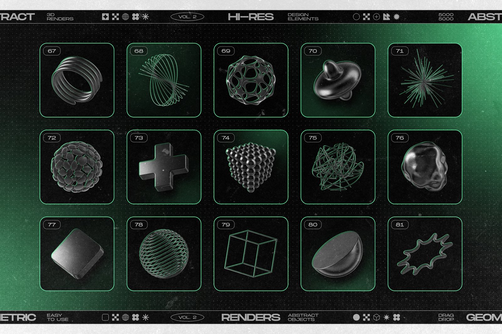 160 Glossy Black 3D Shapes Collection Vol.2