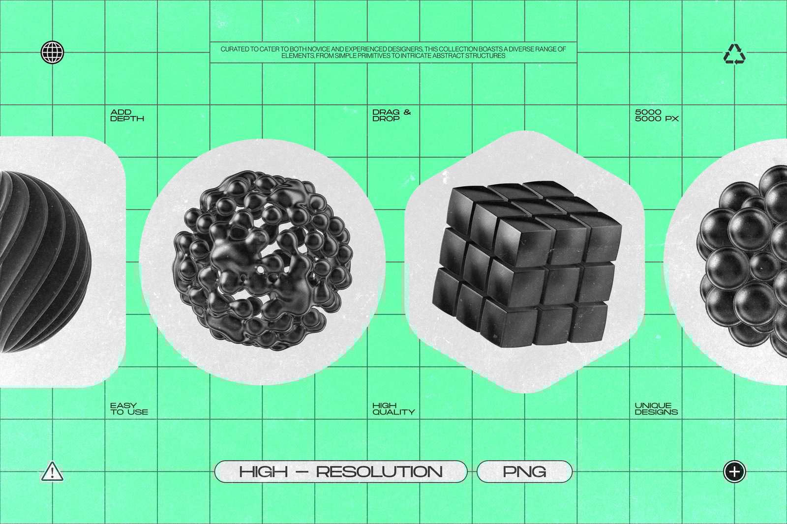 160 Glossy Black 3D Shapes Collection Vol.2