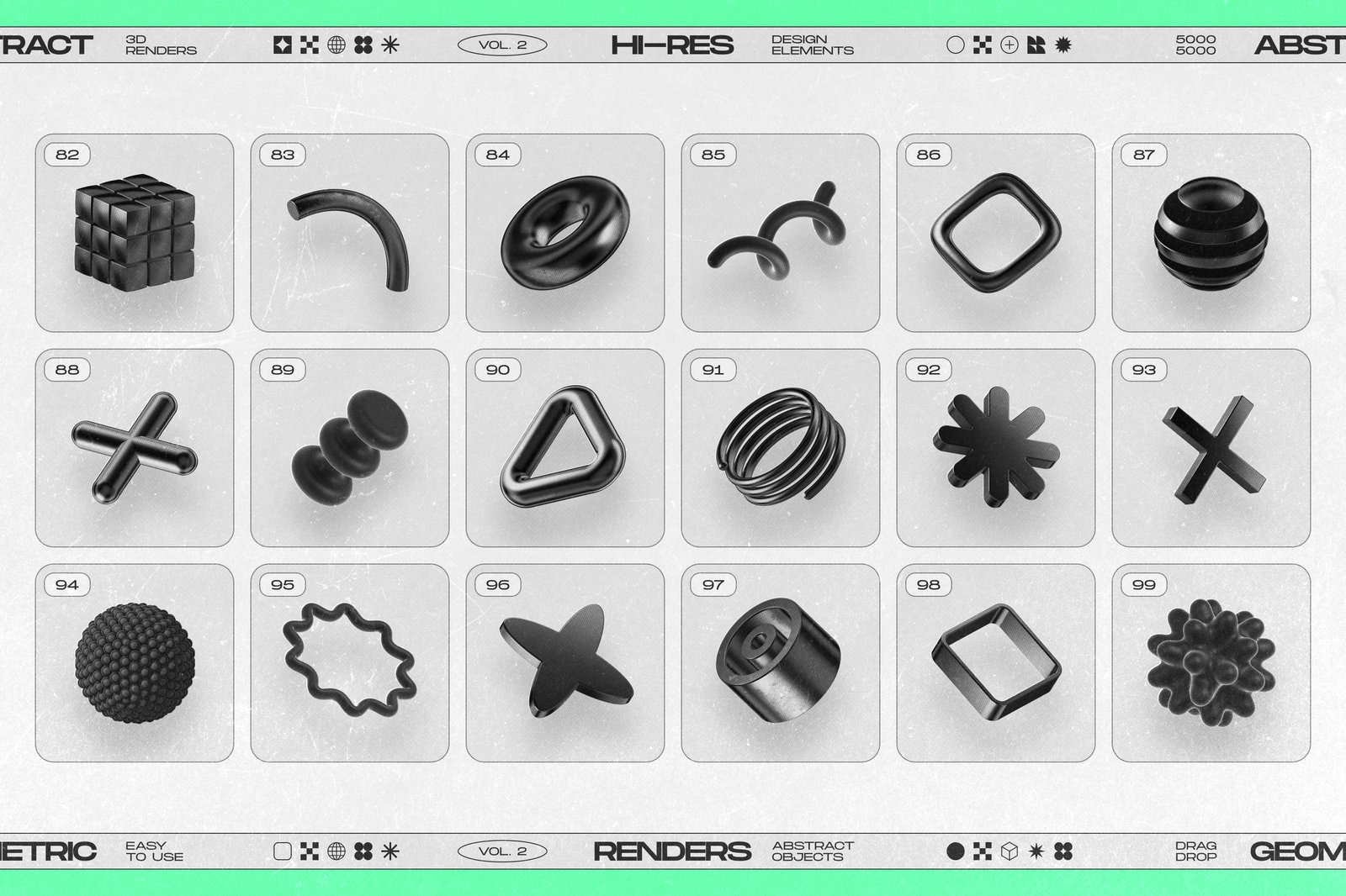 160 Glossy Black 3D Shapes Collection Vol.2