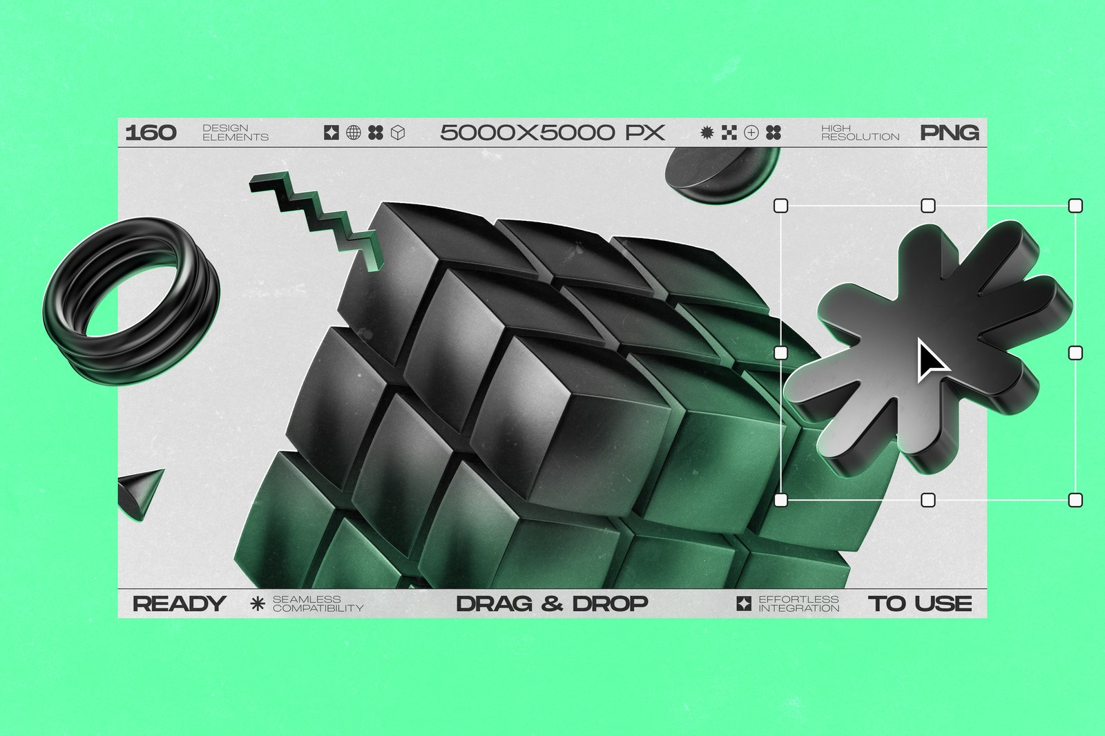 160 Glossy Black 3D Shapes Collection Vol.2