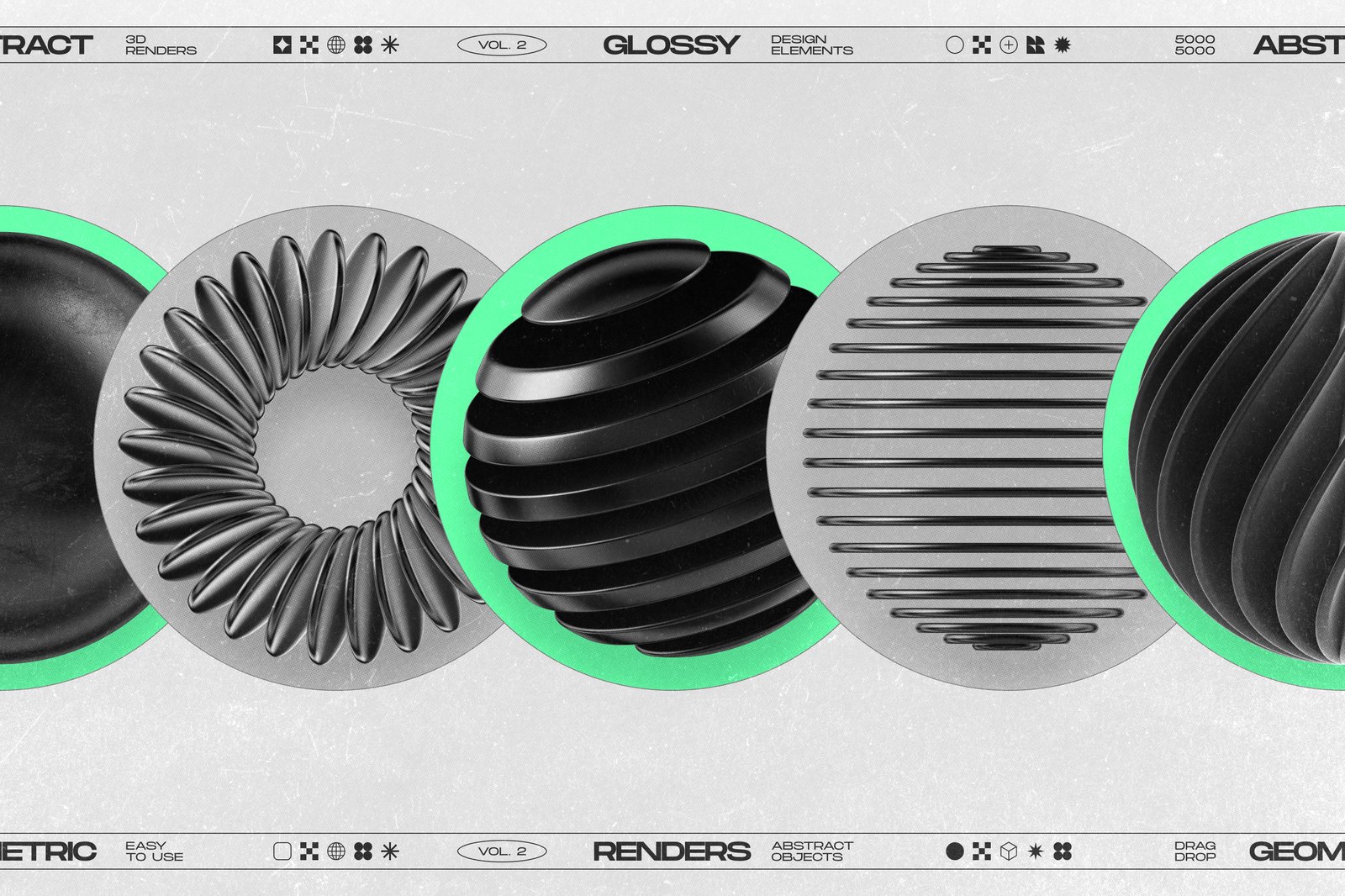 160 Glossy Black 3D Shapes Collection Vol.2