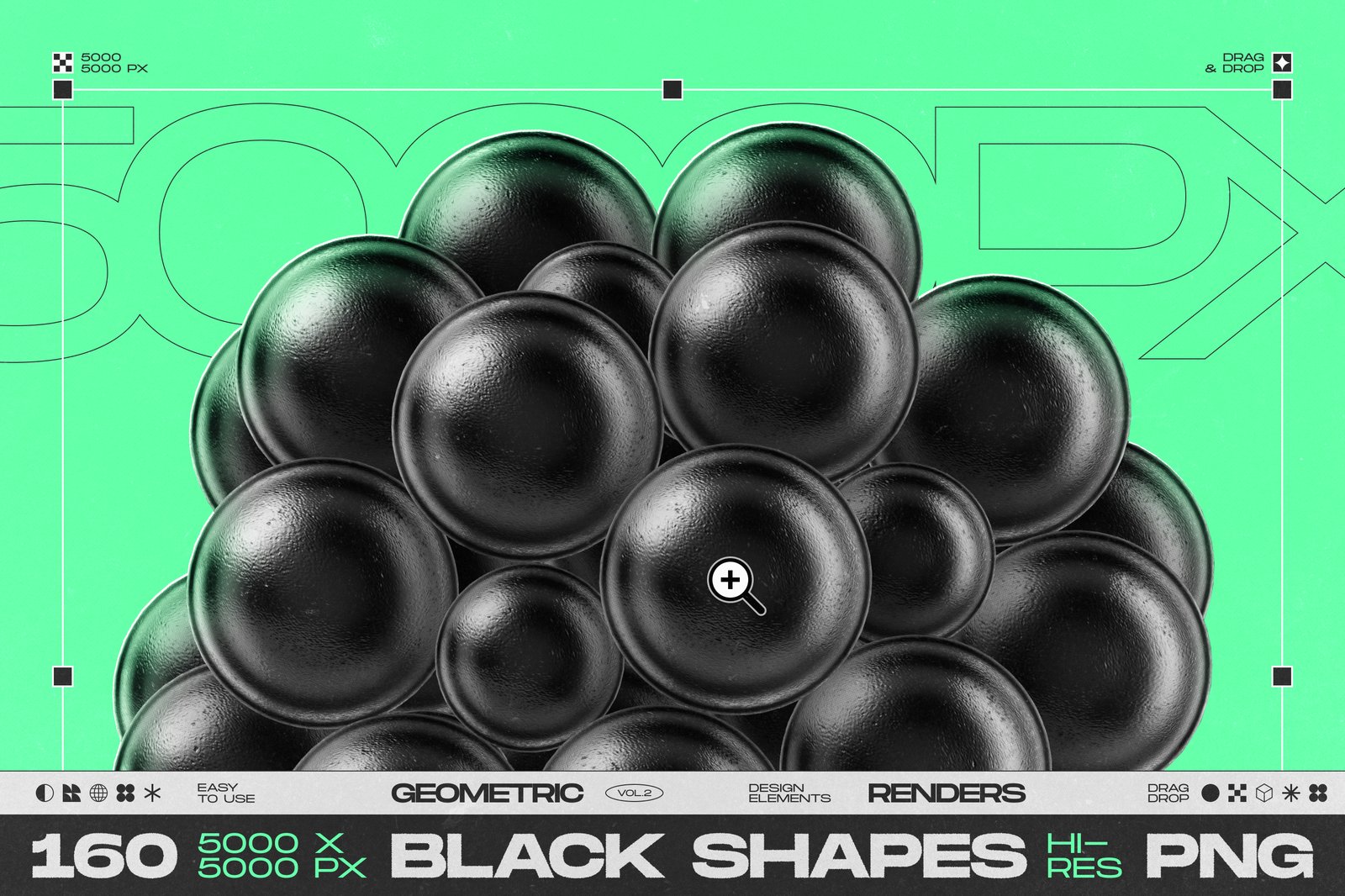 160 Glossy Black 3D Shapes Collection Vol.2