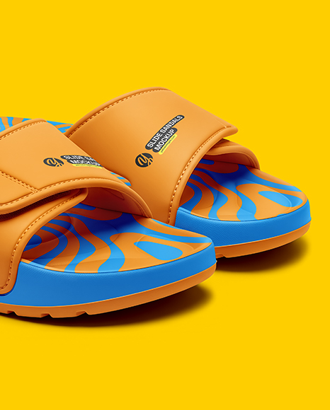 Pair of Velcro Slide Sandals Mockup