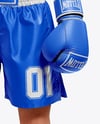 Woman Wearing Boxing Kit with Jersey and Shorts Mockup