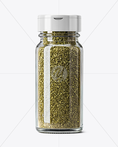 Glass Spice Jar with Oregano Mockup