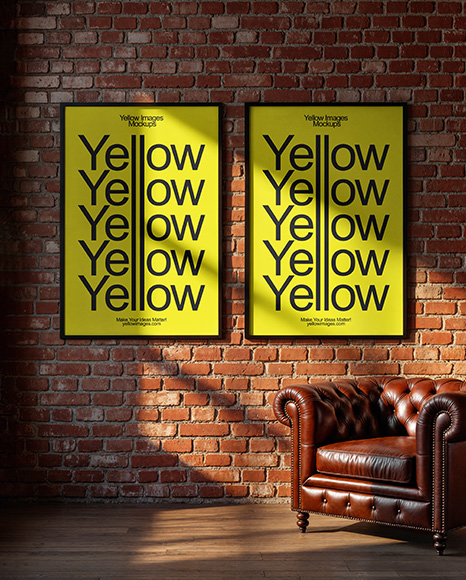 Two Framed Posters on a Brick Wall Mockup