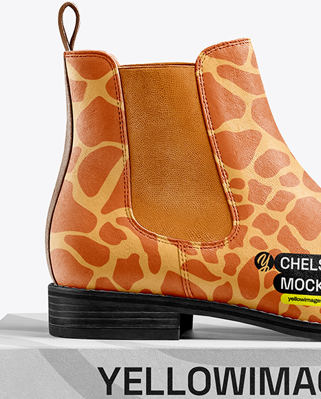 Chelsea Boot with Shoe Box Mockup