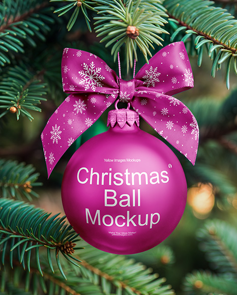 Metallic Christmas Ball with Bow Mockup - Christmas mockup