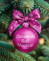 Metallic Christmas Ball with Bow Mockup