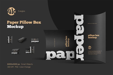 Paper Pillow Box Mockup Set