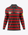 Men's Heather Raglan Long Sleeve Polo Shirt Mockup - Front View