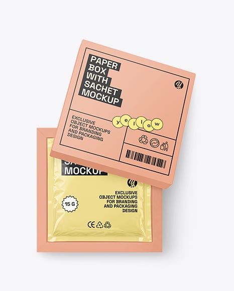 Paper Box With Sachet Mockup - Medicine box mockup