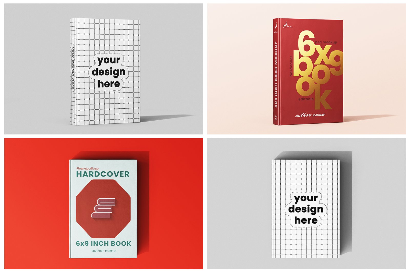 Hardcover Book 6x9 Inch PSD Mockup Set