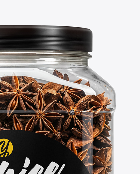 Square Plastic Jar with Star Anise Mockup