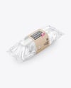 Clear Plastic Flow-Pack with Sandwich in Kraft Paper Sleeve Mockup