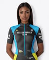 Black Woman Wearing Cycling Jersey and Bib Shorts Mockup