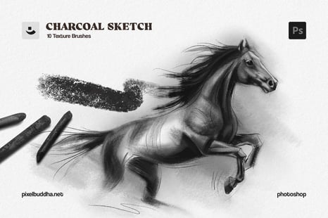 Charcoal Sketch Photoshop Brushes - Add-Ons