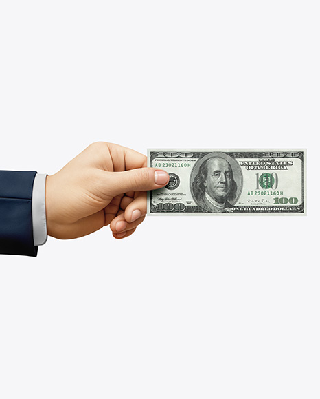 One Banknote in a Hand Mockup - PSD Mockups