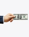 One Banknote in a Hand Mockup