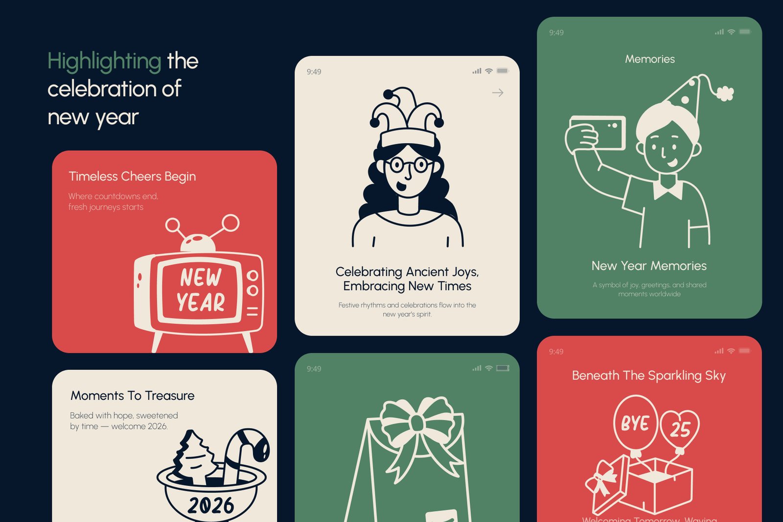 New Year Doodles Art Set