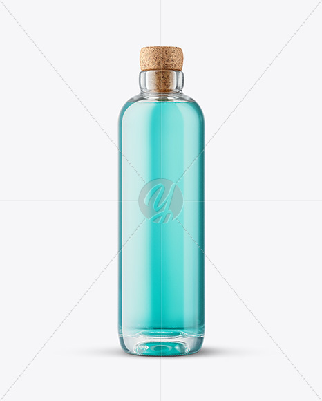 Clear Glass Liquor Bottle with Cork Mockup