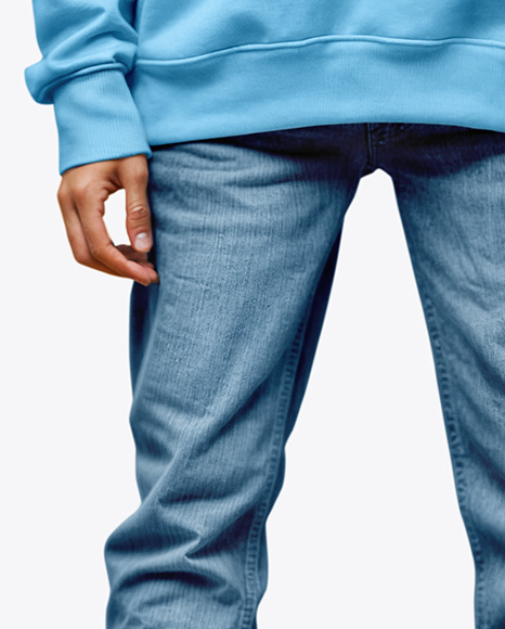 Black Woman Wearing an Oversize Sweatshirt and Jeans Mockup