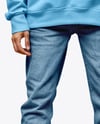 Black Woman Wearing an Oversize Sweatshirt and Jeans Mockup