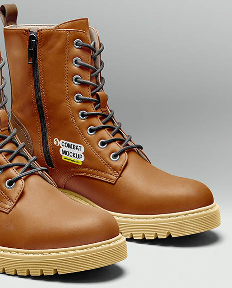 Pair of Women's Combat Boots Mockup