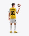 Soccer Player Wearing Jersey and Shorts Mockup