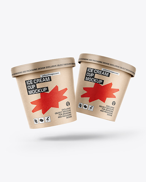 Two Kraft Paper Ice Cream Cups Mockup - Ice cream mockup