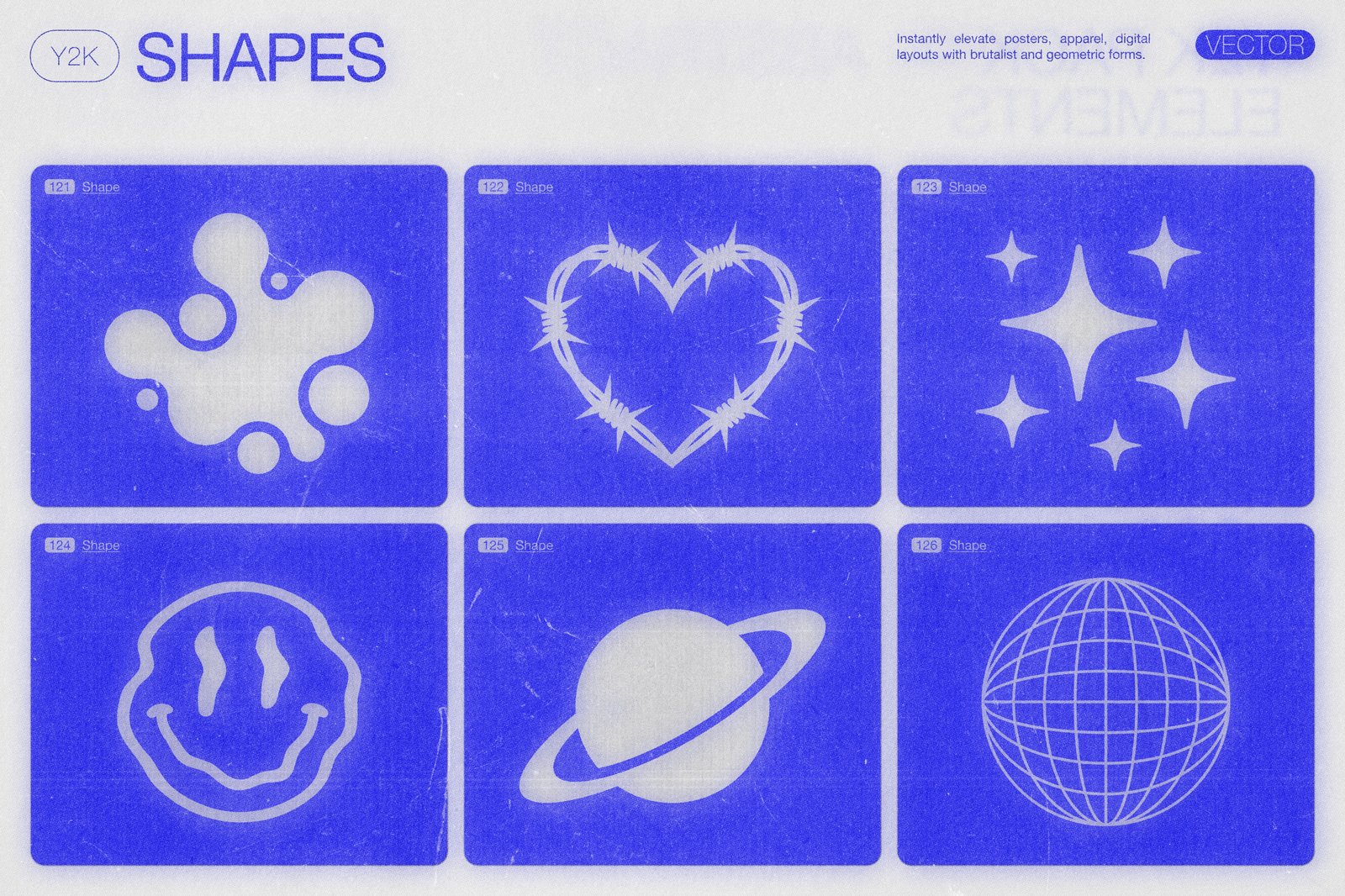 170 Y2K Vector Shapes and Design Elements Pack Vol. 1
