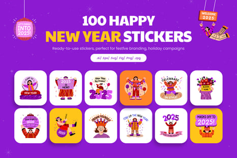 New Year Stickers Collection - Graphics