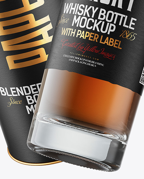 Tall Whiskey Bottle with Tube Mockup