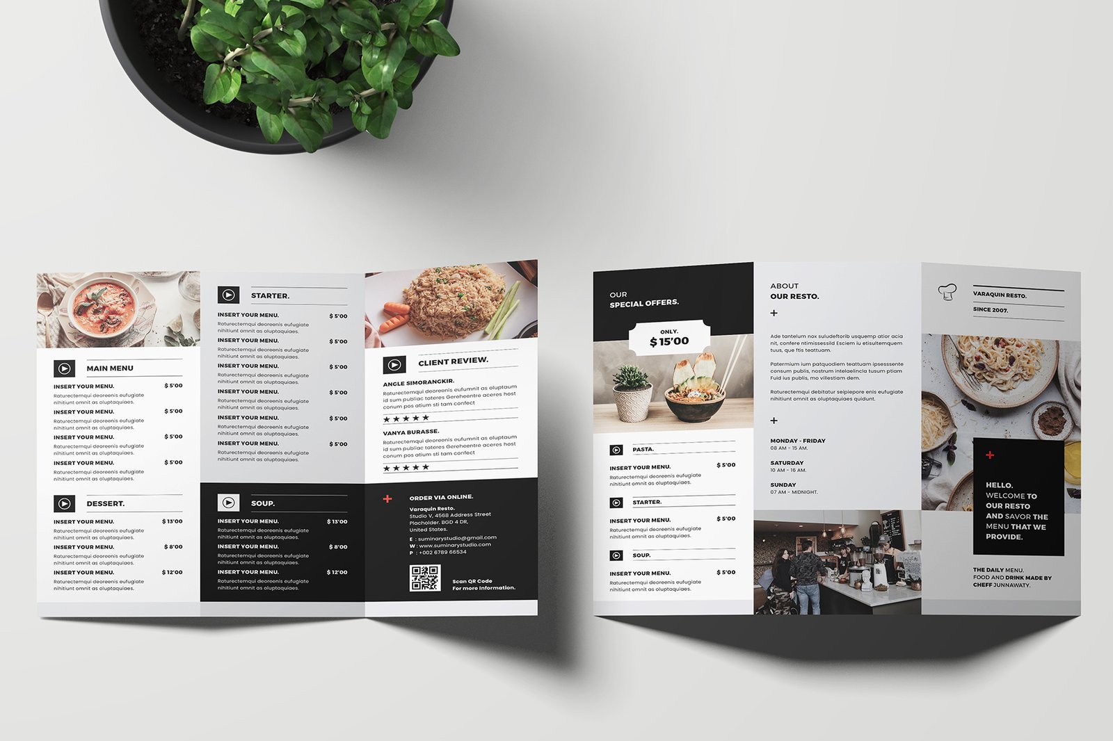 Trifold Restaurant Menu