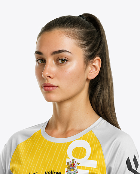 Female Soccer Goalkeeper Wearing Long Sleeve Jersey Mockup
