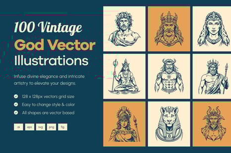 Vintage God Vector Illustration - Graphics
