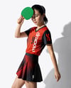 Asian Woman Wearing Table Tennis Uniform Mockup
