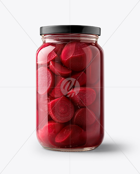 Clear Glass Jar with Pickled Beets Mockup