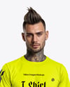 Man with Tattoos Wearing T-Shirt and Jeans Mockup