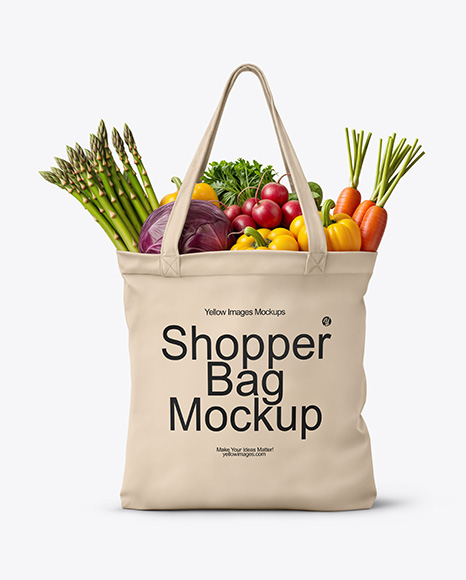 Shopper Bag with Vegetables Mockup