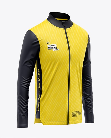 Full-Zip Long Sleeve Jersey Mockup - Mesh jersey mockup