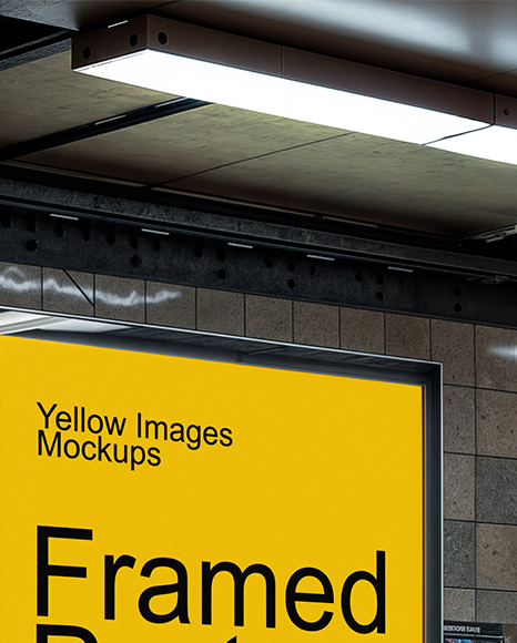 Framed Poster in Subway Mockup