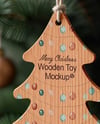 Wooden Toy on Christmas Tree Mockup