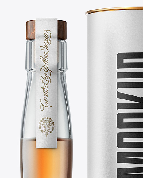 Tall Whiskey Bottle with Tube Mockup
