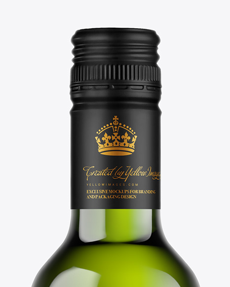 Green Glass White Wine Bottle Mockup