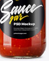 Glass Jar Filled Fermented Red Hot Pepper Sauce Mockup
