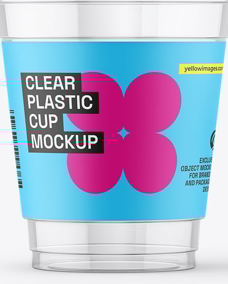 Clear Plastic Dessert Cup with Fork Mockup