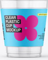 Clear Plastic Dessert Cup with Fork Mockup