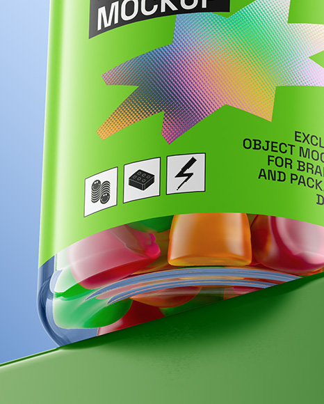 Plastic Bottle with Gummies Mockup