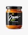 Glass Jar with Apricot Preserves Mockup